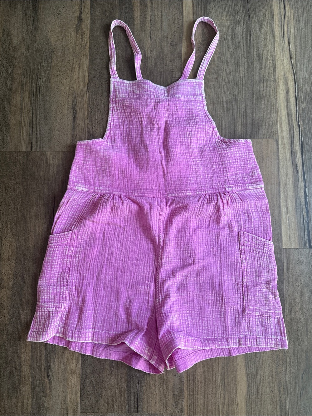 Zenana Acid Washed Gauze tie back romper